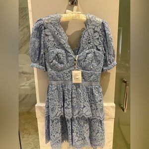 Elegant Blue Lace Dress